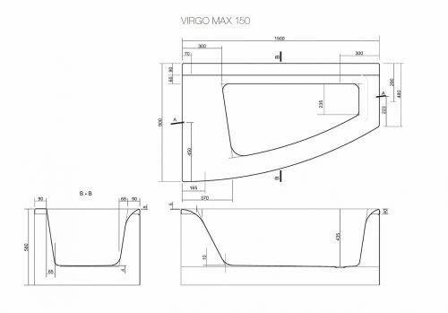 Cersanit VIRGO MAX Асимметричная акриловая ванна 150x90, левосторонняя, без ножек в Кореновске