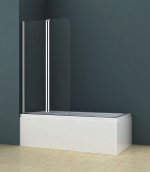 Душевая шторка на ванну AZ-141 80 (41,5+38,5)*140 хром, 4мм прозрачное стекло Azario в Кореновске
